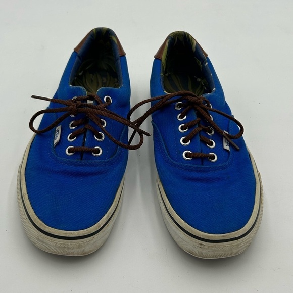 Vans Blue Canvas Brown Laces Shoe - Picture 2 of 5